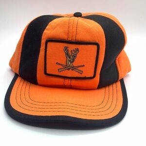 Vintage Game Stalker Blaze Orange Hunting Hat Buck Patch 1970s Cap